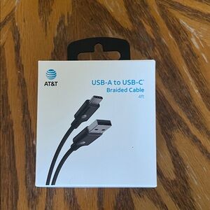 AT&T Black Braided USB-A to USB-C Cable